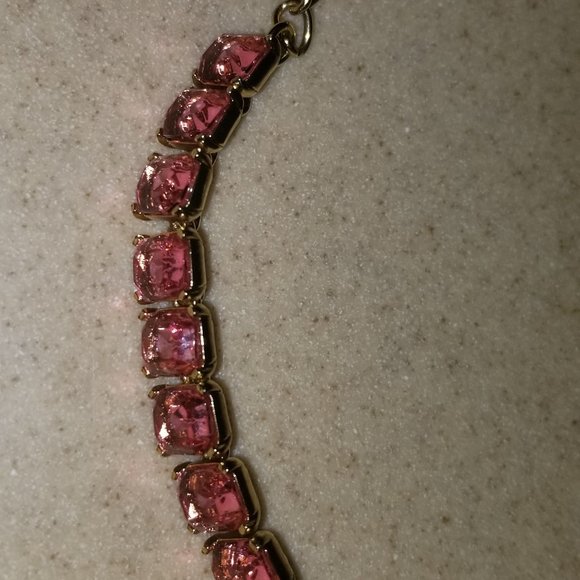 RARE STATEMENT OSCAR DE LA RENTA PINK BAGUETTE CRYSTAL EVENING NECKLACE STRAND - Picture 8 of 13